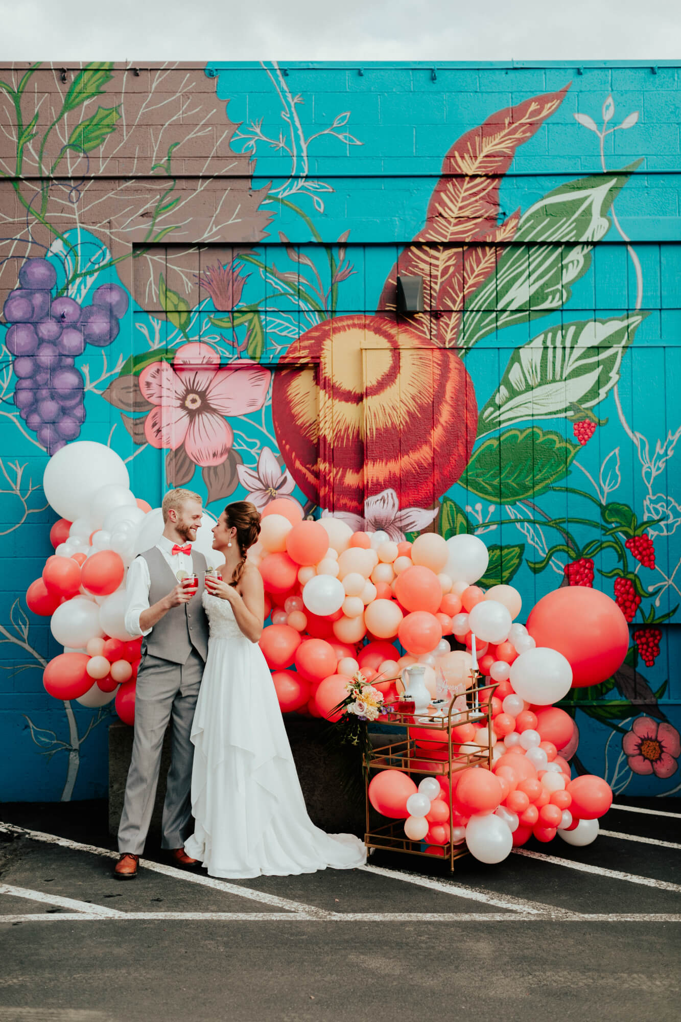 wedding balloon installation mural backdrop