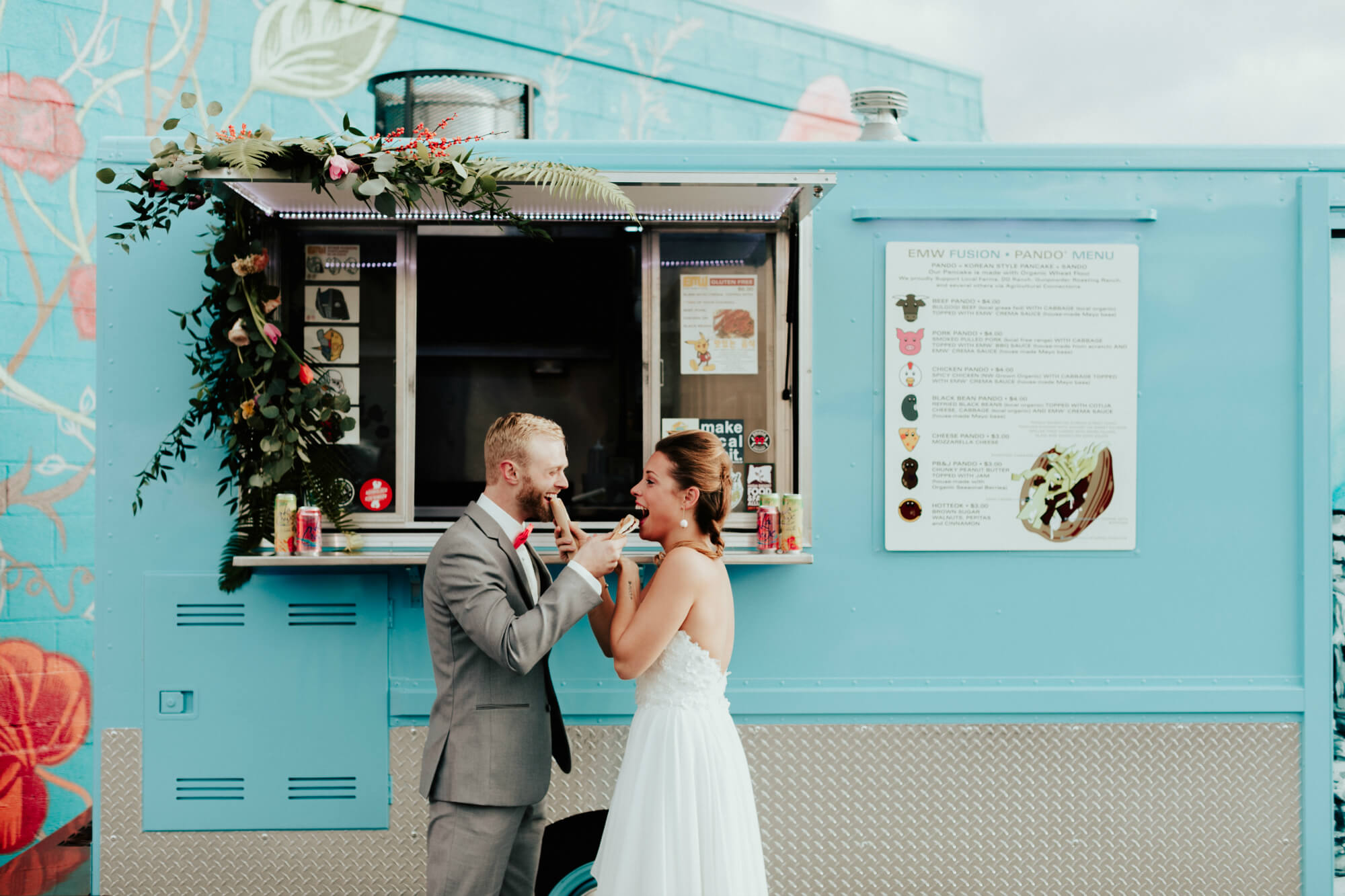 blue food truck wedding