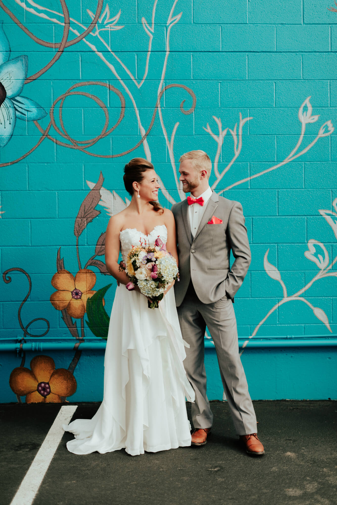 colorful wedding mural backdrop