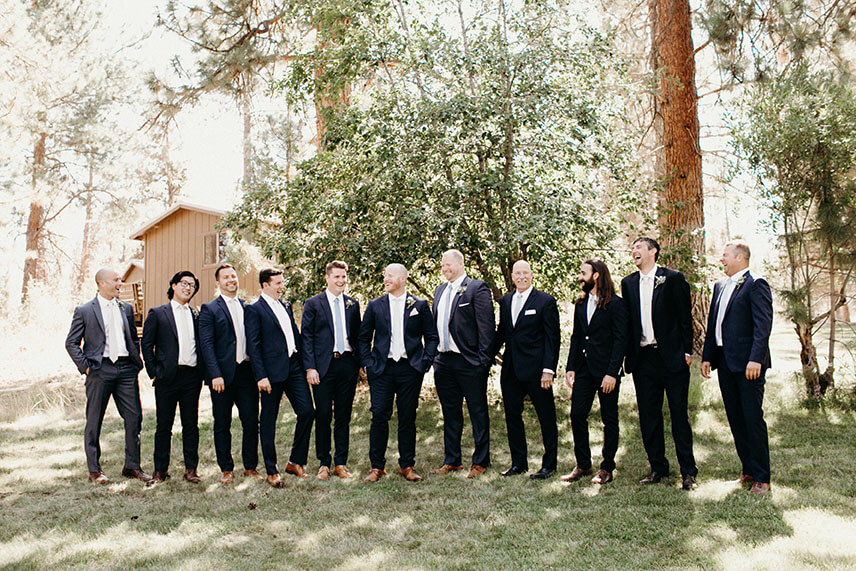 groom and groomsmen modern black suits