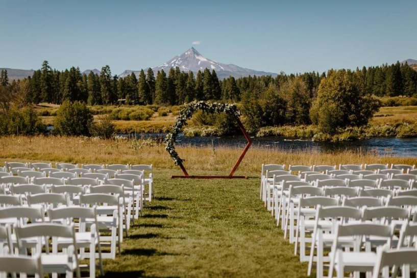 ceremony set up facing mountain