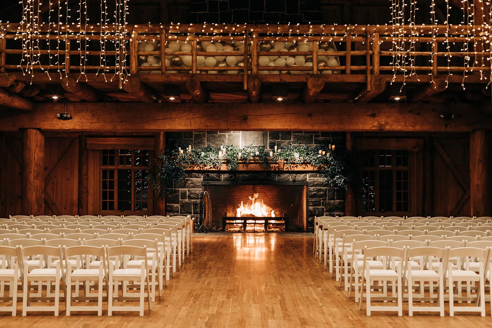 ceremony set up with fireplace