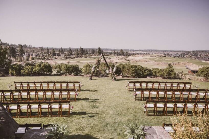ceremony set up with mountain view