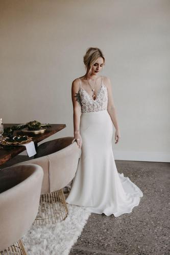 modern lace bridal gown